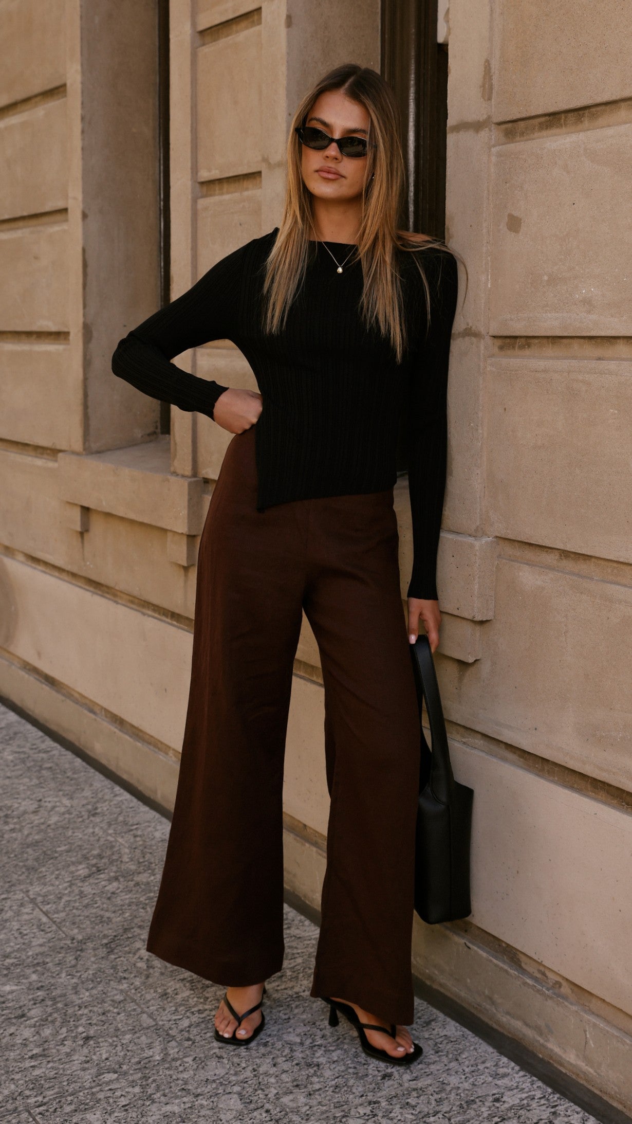 Isla Long Sleeve Top - Black - Billy J