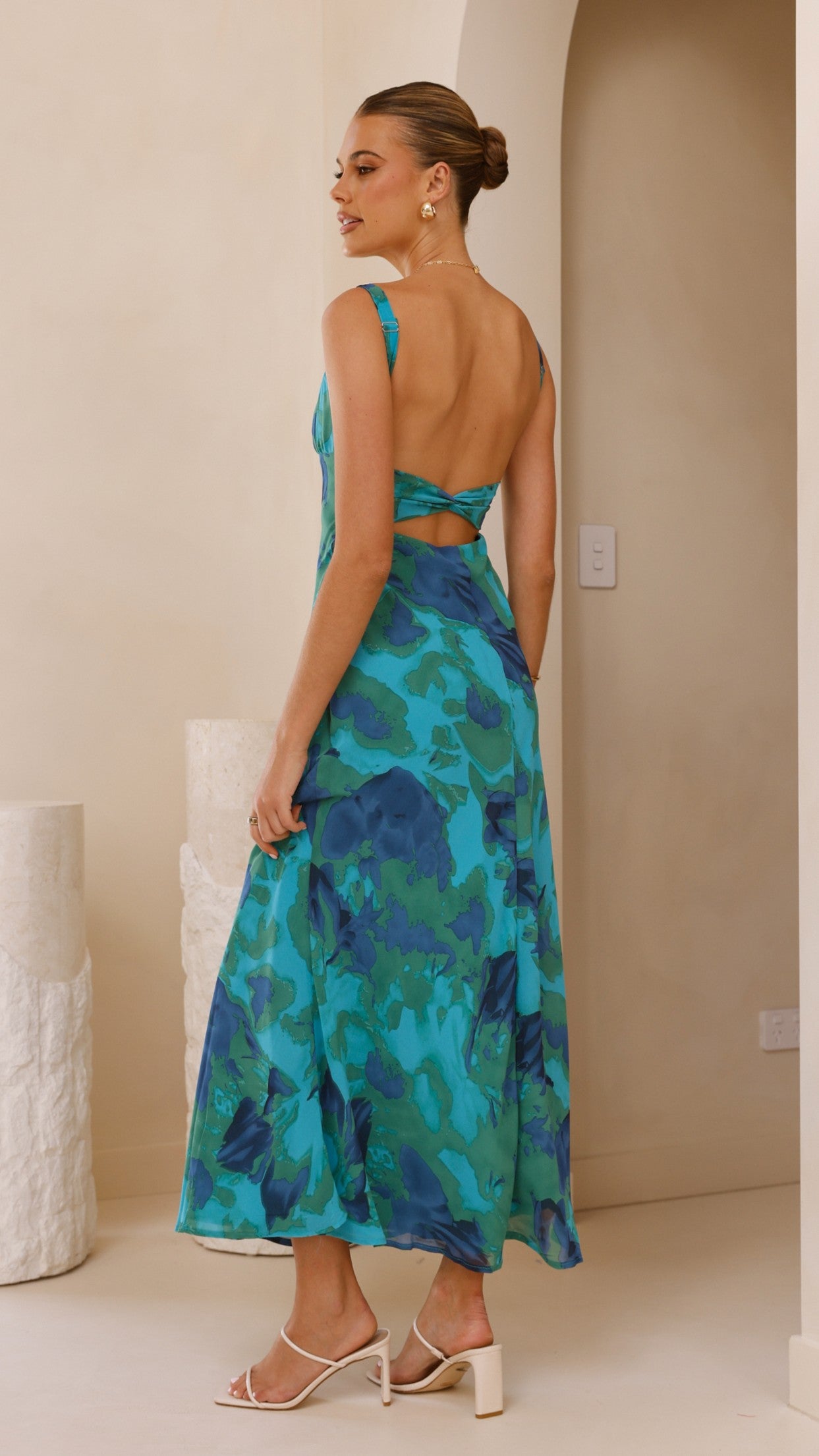 Margo Midi Dress - Blue/Green Floral - Billy J
