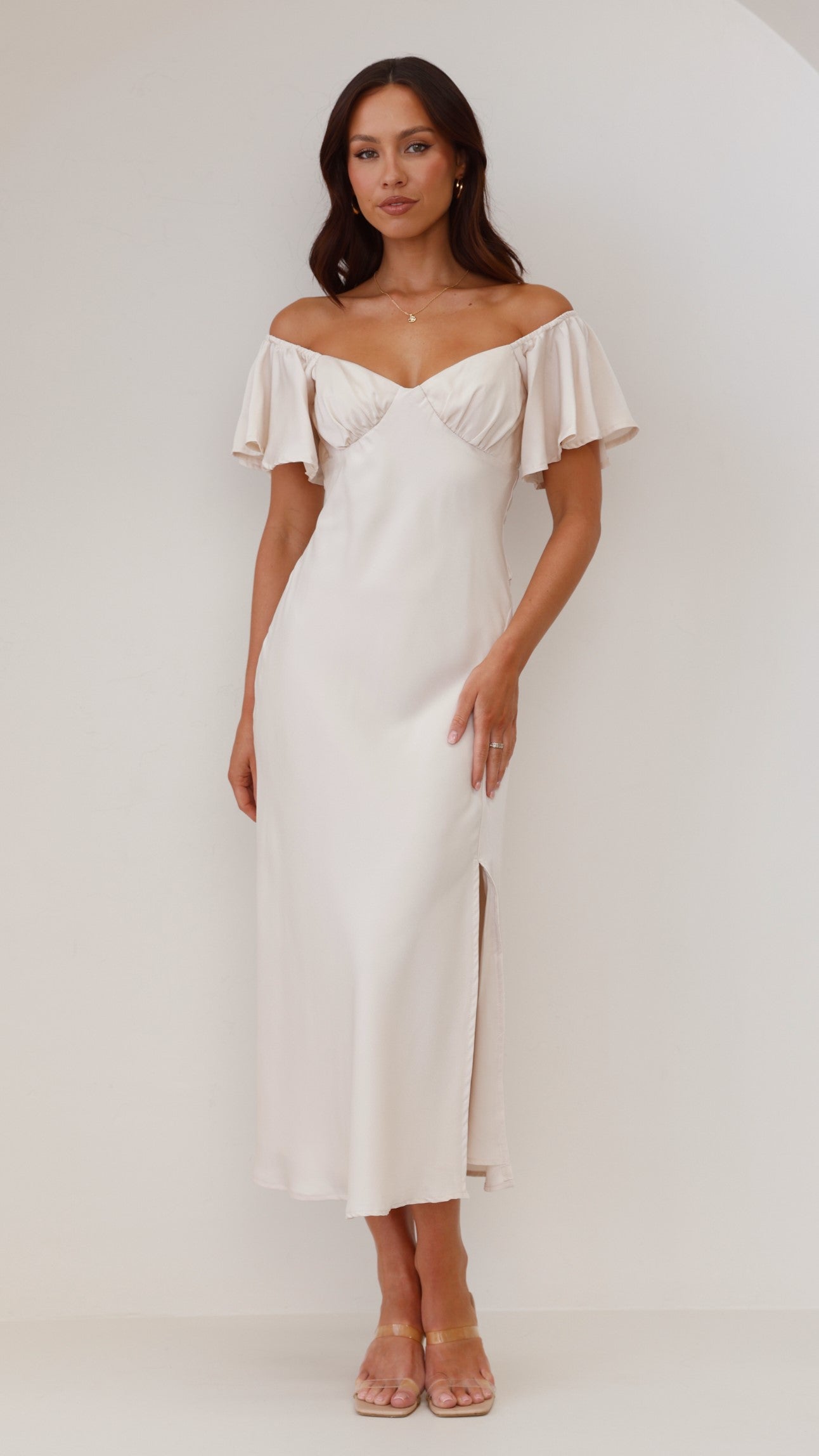 Louisa Midi Dress - Ivory - Billy J