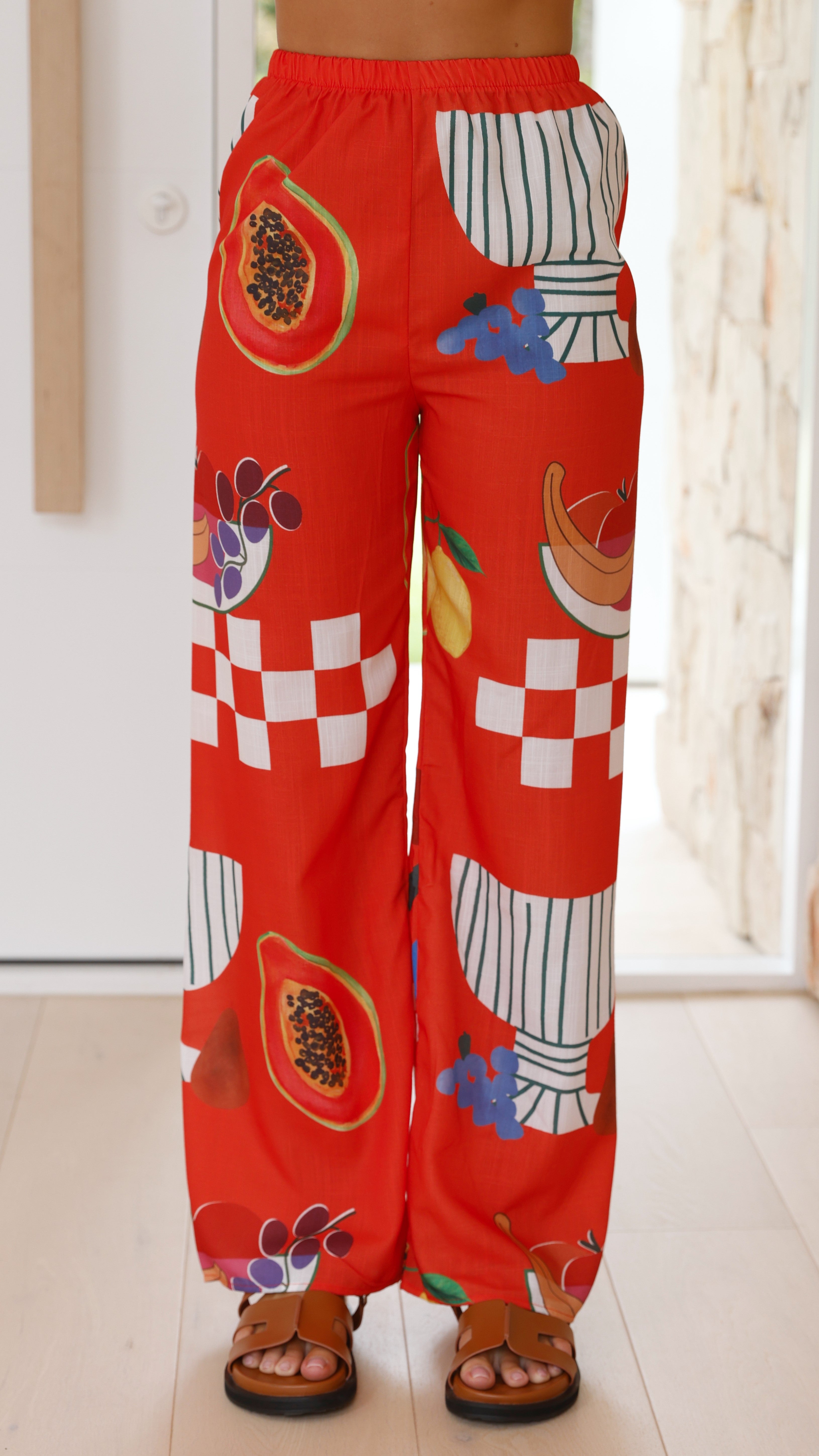 Harley Scarf Top and Pants Set - Red Papaya Print - Billy J