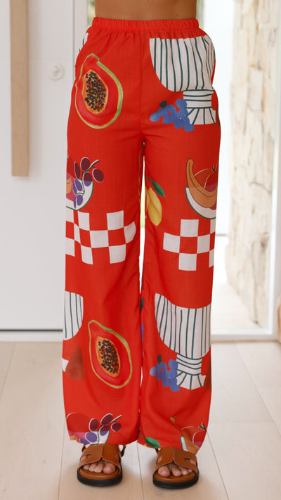 Load image into Gallery viewer, Harley Scarf Top and Pants Set - Red Papaya Print - Billy J
