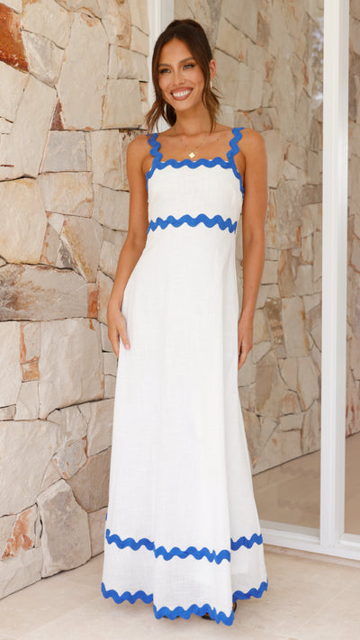 Load image into Gallery viewer, Daleyza Maxi Dress - White / Blue
