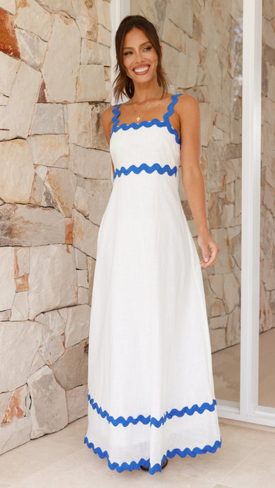 Load image into Gallery viewer, Daleyza Maxi Dress - White / Blue
