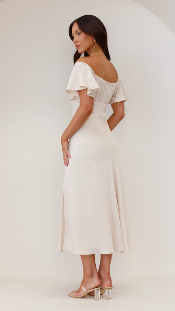 Louisa Midi Dress - Ivory - Billy J