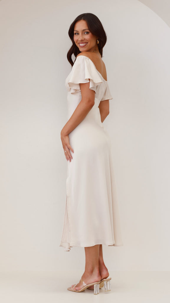 Louisa Midi Dress - Ivory - Billy J