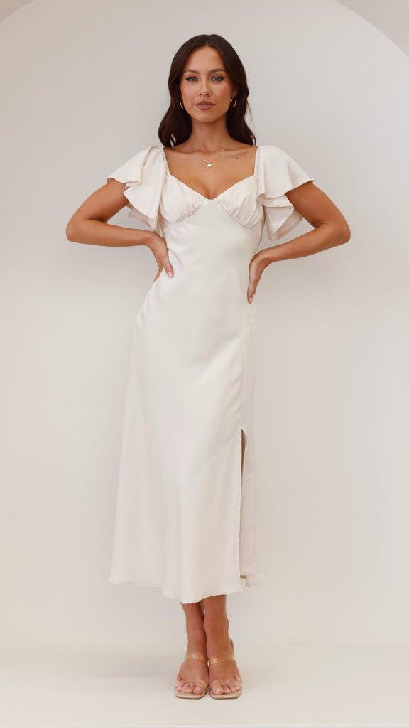 Louisa Midi Dress - Ivory - Billy J