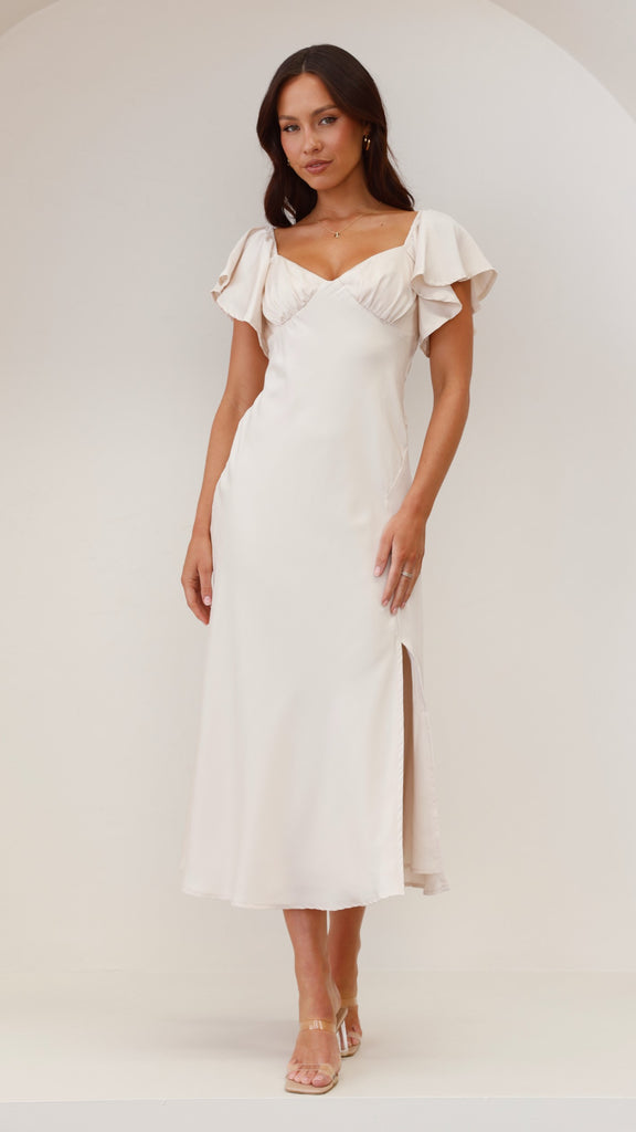 Louisa Midi Dress - Ivory - Billy J