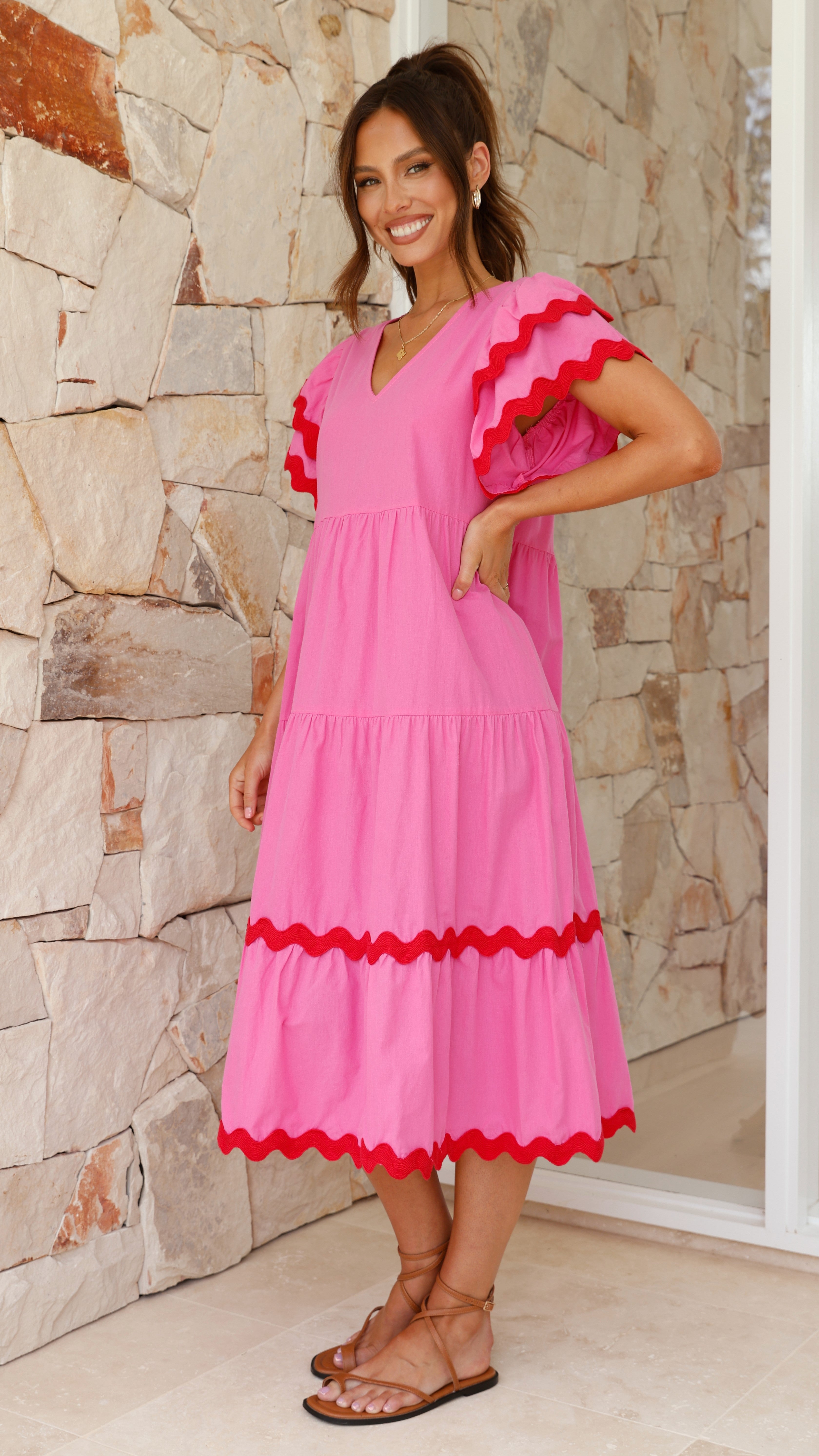 Gloria Midi Dress - Pink