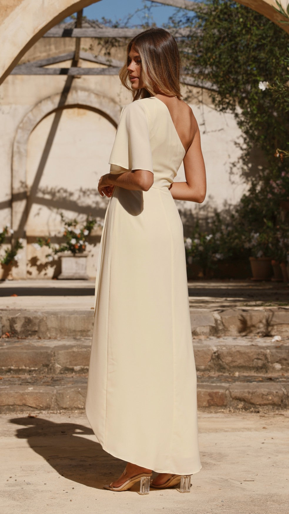 Emma One Sleeve Maxi Dress - Yellow - Billy J