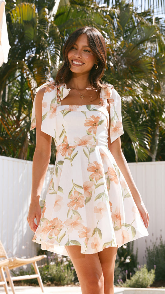 Balta Mini Dress - Peach Floral - Billy J