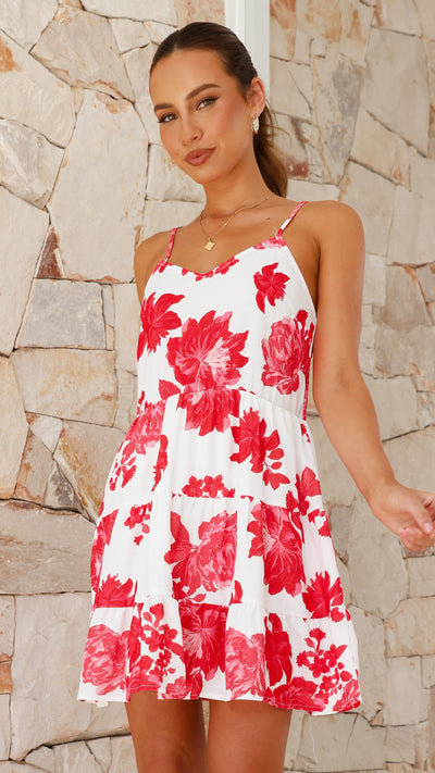 Load image into Gallery viewer, Chara Mini Dress - Red Floral
