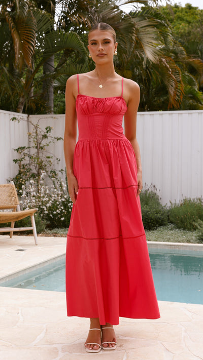 Load image into Gallery viewer, Isabella Maxi Dress - Red - Billy J
