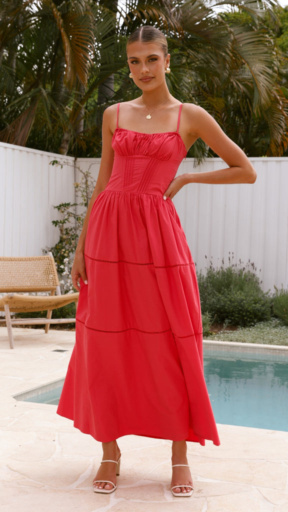 Isabella Maxi Dress - Red - Billy J