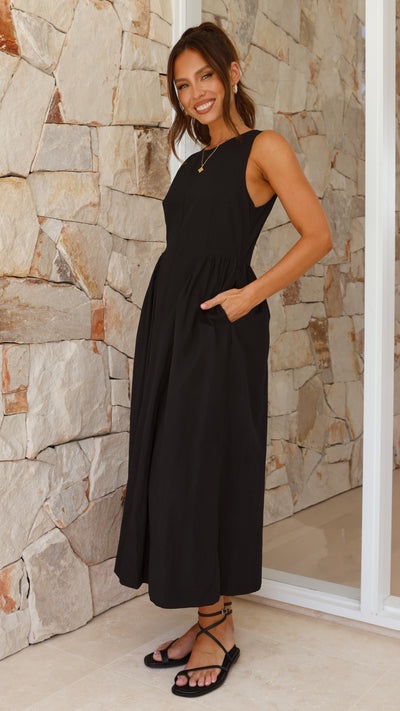 Load image into Gallery viewer, Nikayla Midi Dress - Black - Billy J

