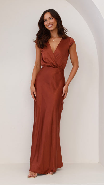 Load image into Gallery viewer, Selma Maxi Dress - Rust - Billy J
