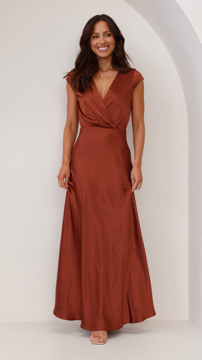 Load image into Gallery viewer, Selma Maxi Dress - Rust - Billy J
