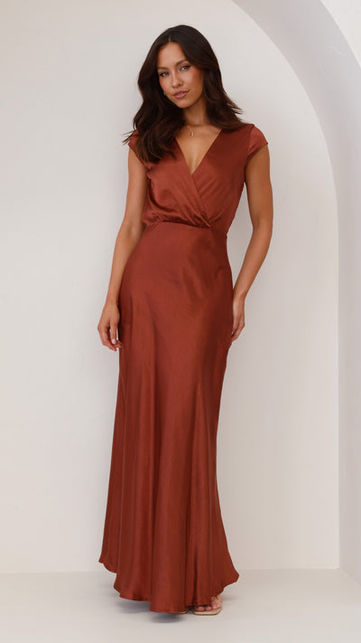 Load image into Gallery viewer, Selma Maxi Dress - Rust - Billy J
