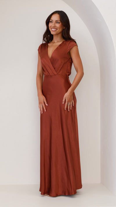 Load image into Gallery viewer, Selma Maxi Dress - Rust - Billy J
