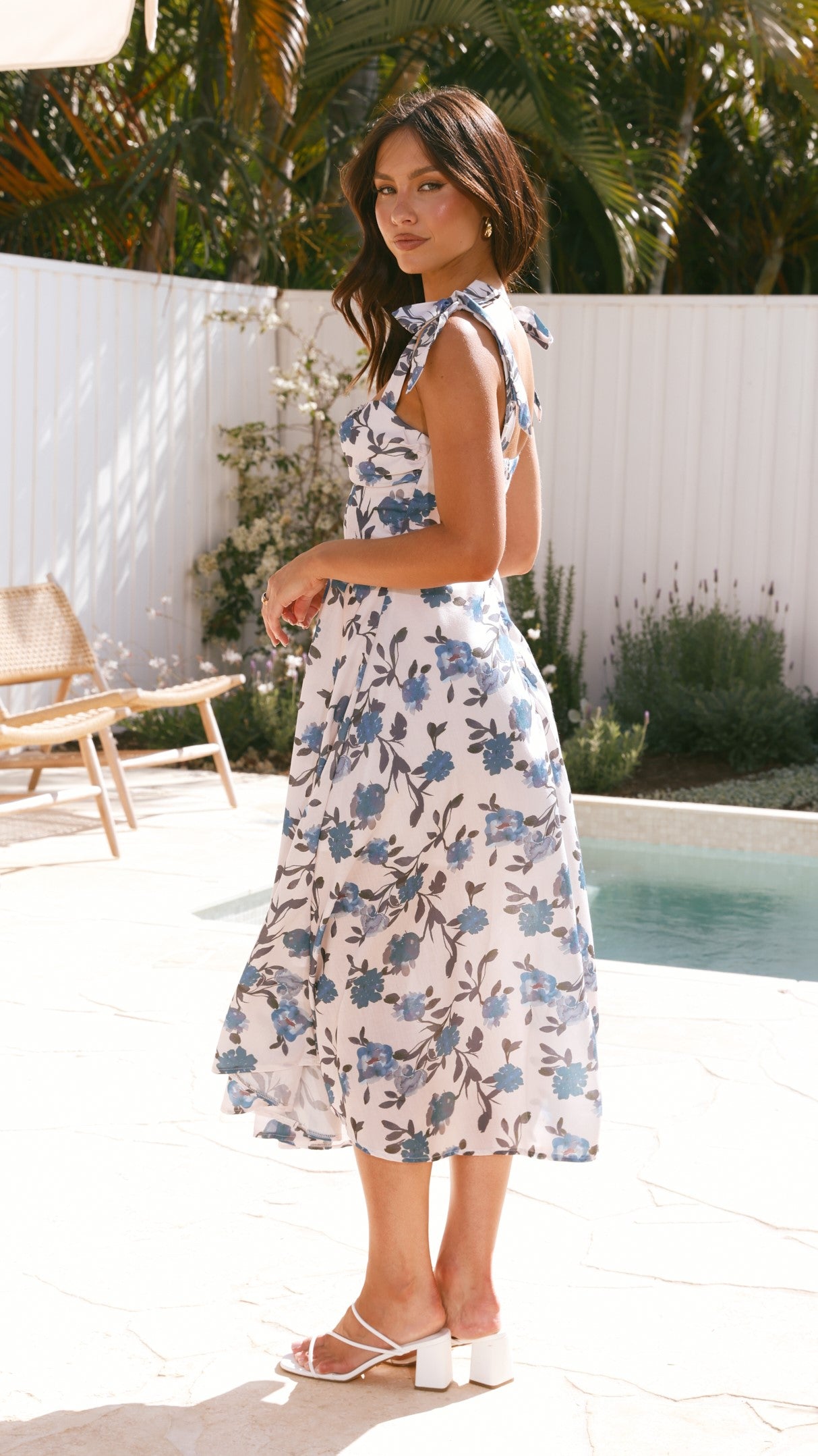 Sylvie Midi Dress - Blue Floral - Billy J