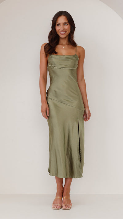 Load image into Gallery viewer, Celina Midi Dress - Olive - Billy J
