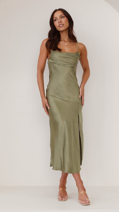 Load image into Gallery viewer, Celina Midi Dress - Olive - Billy J
