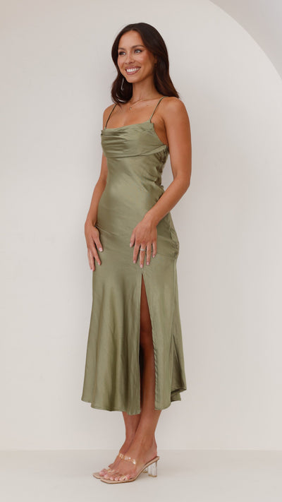 Load image into Gallery viewer, Celina Midi Dress - Olive - Billy J
