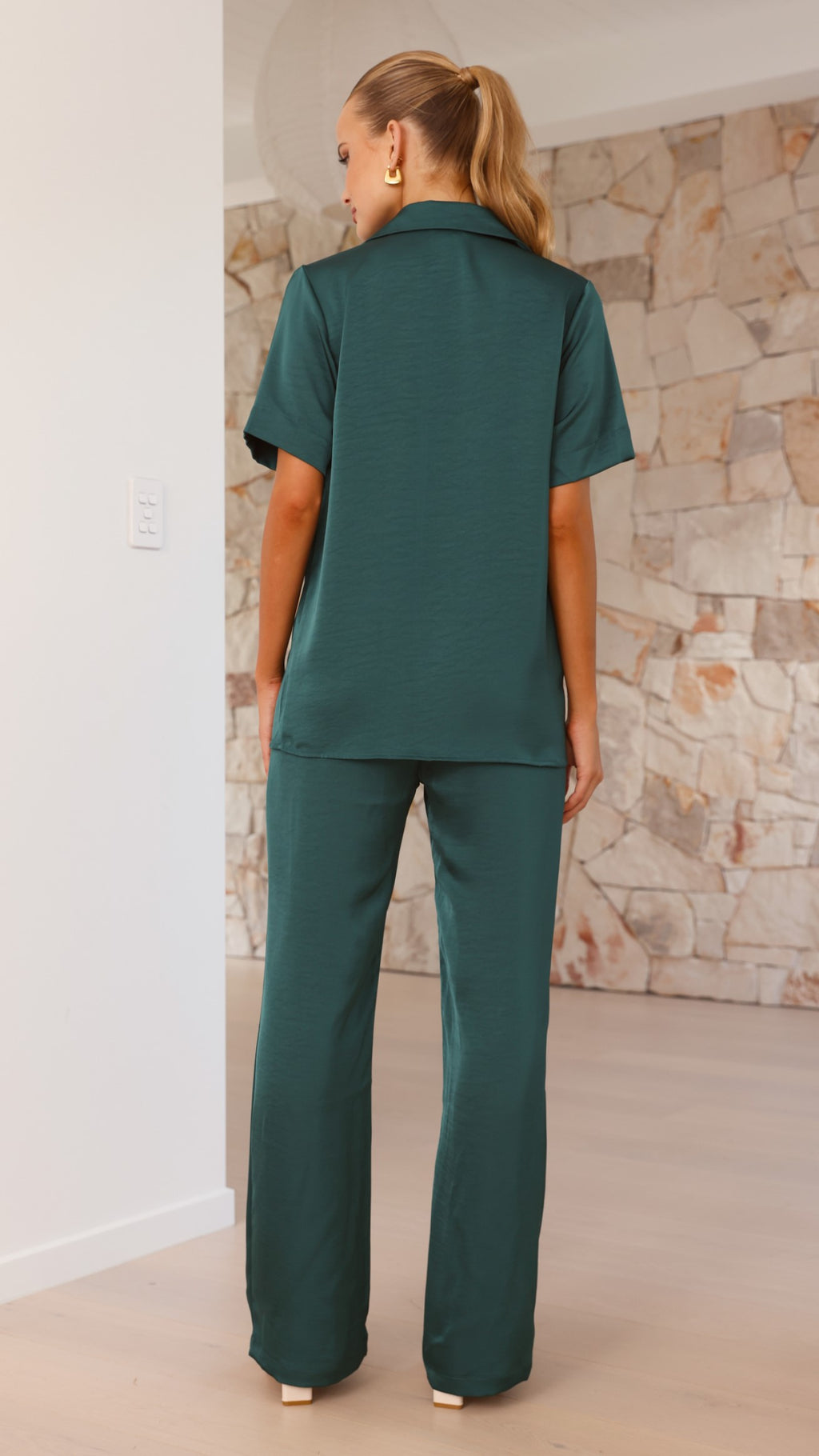 Imogen Button Shirt - Emerald - Billy J