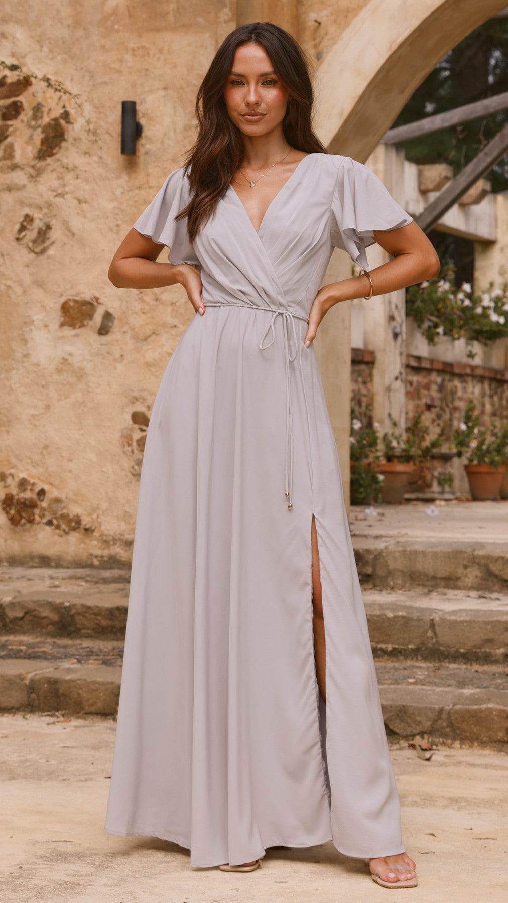 Charlize Maxi Dress - Silver - Billy J