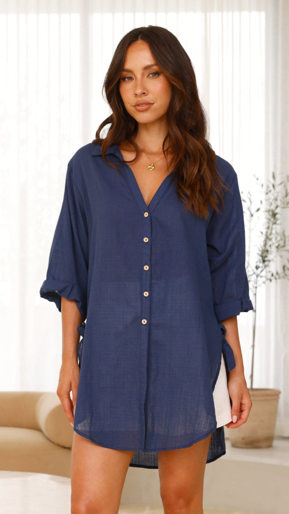 Vesper Short Sleeve Top - Navy - Billy J