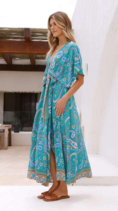 Load image into Gallery viewer, Fields Maxi Dress - Green Print - Billy J
