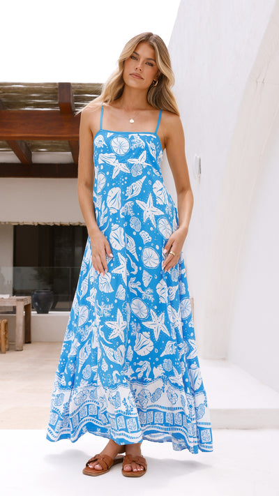 Load image into Gallery viewer, Talleen Maxi Dress - Blue / White - Billy J
