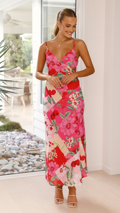 Load image into Gallery viewer, Odeya Maxi Dress - Pink / Red Print - Billy J
