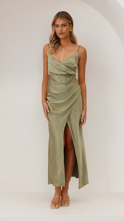 Load image into Gallery viewer, Elsa Midi Dress - Olive - Billy J
