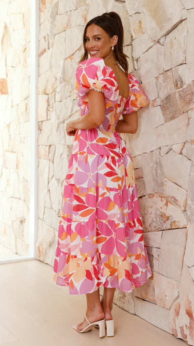 Load image into Gallery viewer, Zahrah Maxi Dress - Pink / Lilac Floral - Billy J
