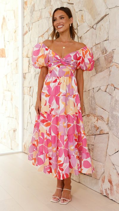 Load image into Gallery viewer, Zahrah Maxi Dress - Pink / Lilac Floral
