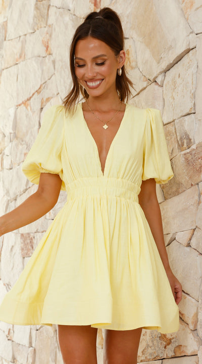 Load image into Gallery viewer, Erin Mini Dress - Yellow - Billy J
