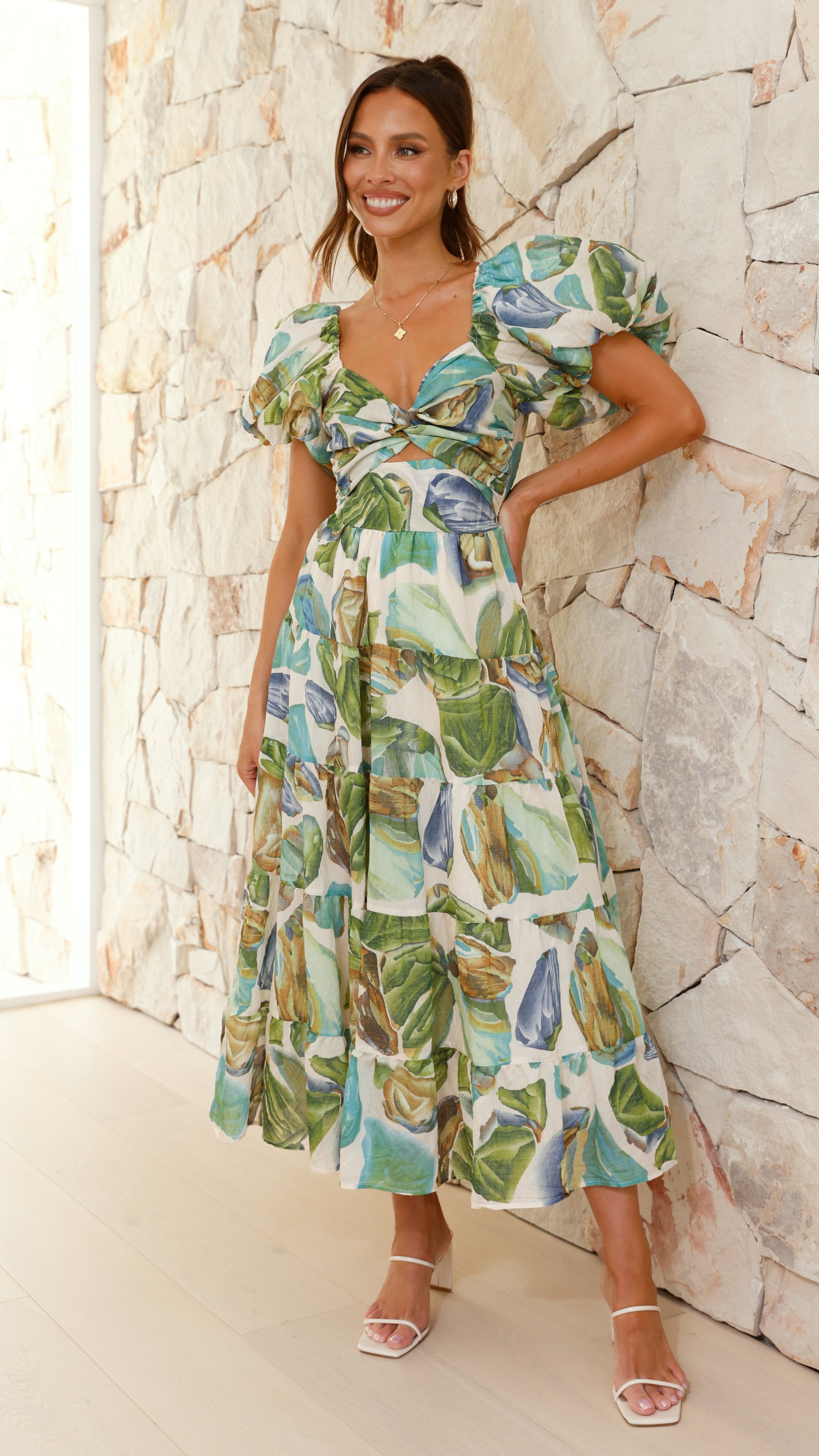 Balthazar Maxi Dress - Green / Blue Print - Buy Women's Dresses - Billy J Balthazar Maxi Dress - Green / Blue Print - Buy Women's Dresses - Billy J