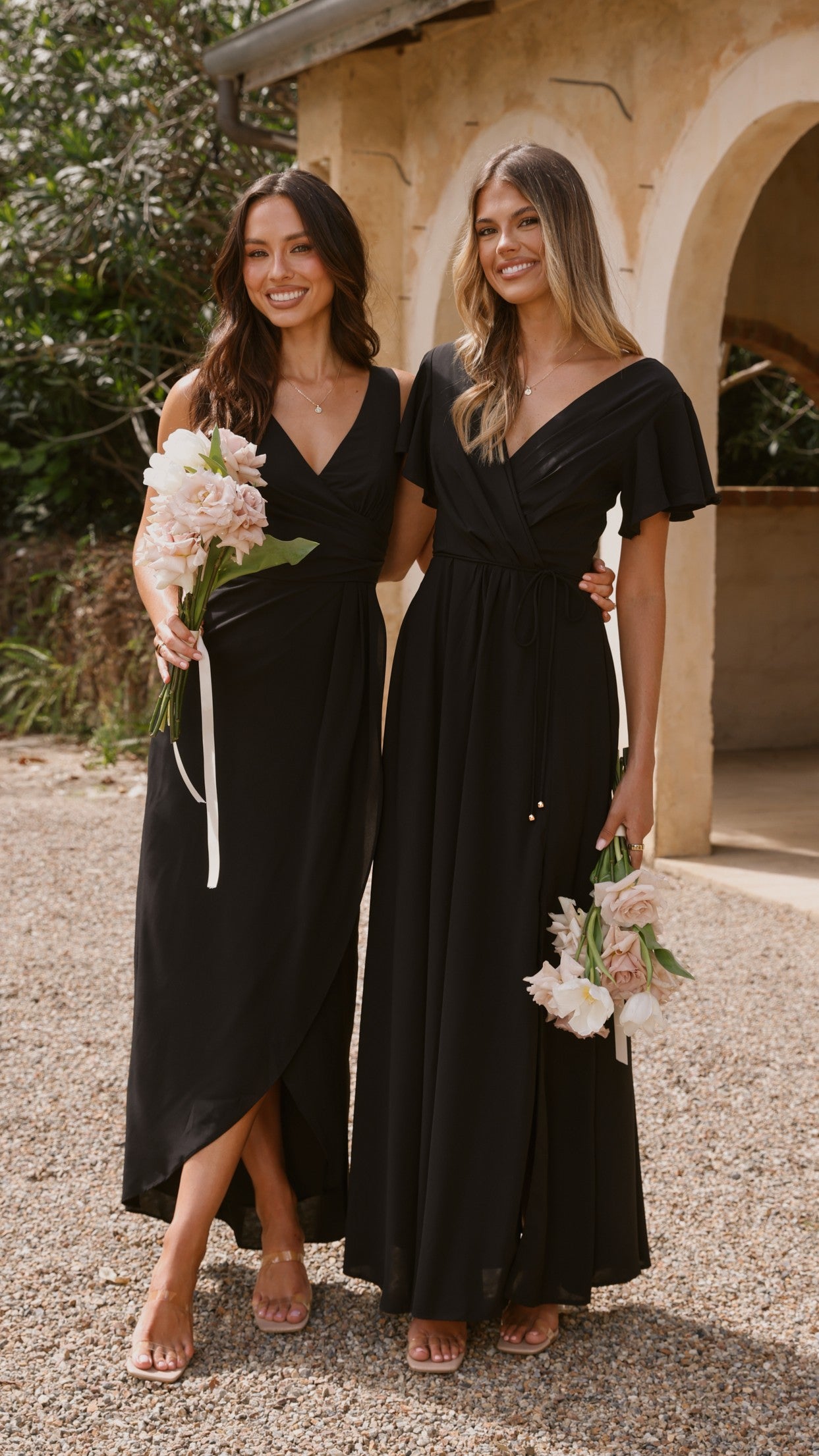 Pamela V Neck Maxi Dress - Black - Billy J