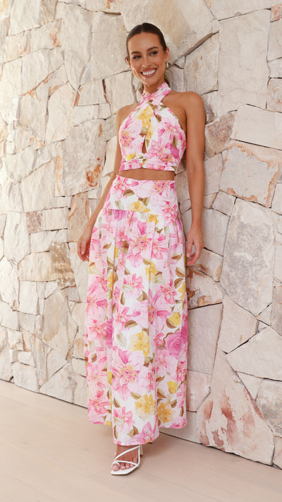 Load image into Gallery viewer, Jane Top and Maxi Skirt Set - Pink Floral
