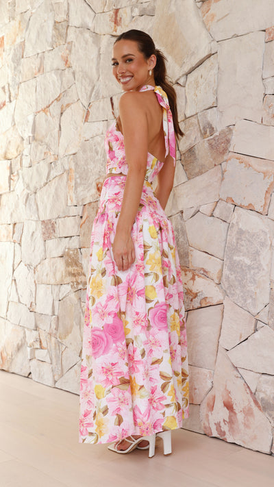 Load image into Gallery viewer, Jane Top and Maxi Skirt Set - Pink Floral - Billy J
