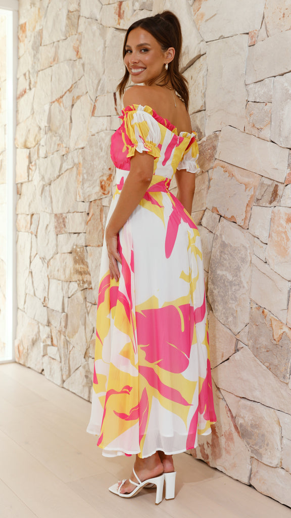 Yara Maxi Dress - Pink / Yellow Print - Billy J