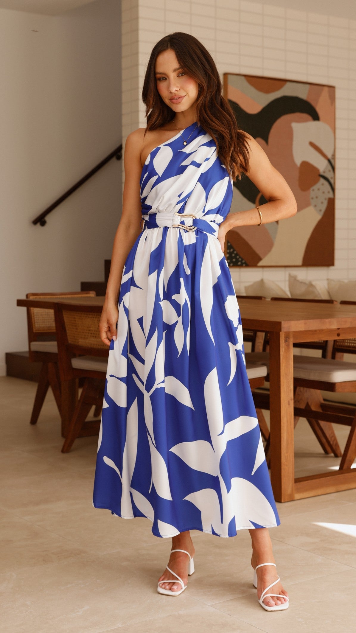 Hadas Maxi Dress - Cobalt/White Print - Billy J