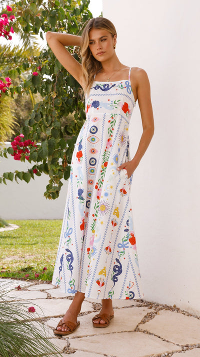 Load image into Gallery viewer, Mgra Maxi Dress - Blue Print - Billy J
