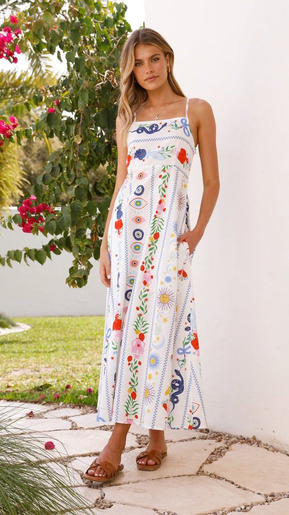 Mgra Maxi Dress - Blue Print - Billy J