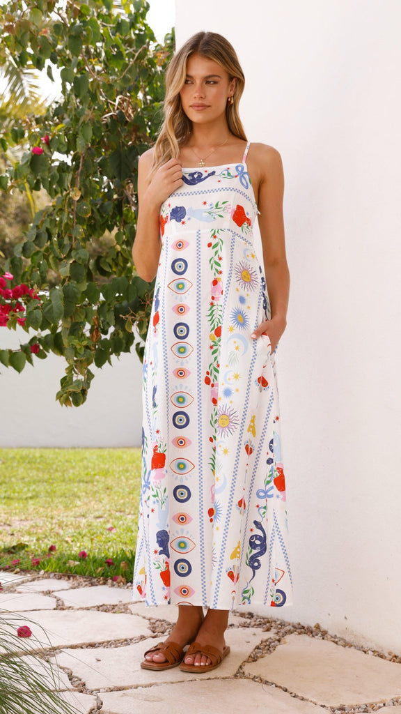 Mgra Maxi Dress - Blue Print - Billy J