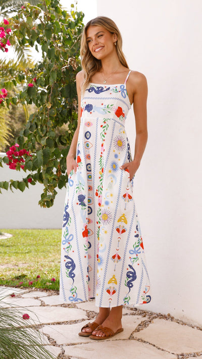 Load image into Gallery viewer, Mgra Maxi Dress - Blue Print - Billy J
