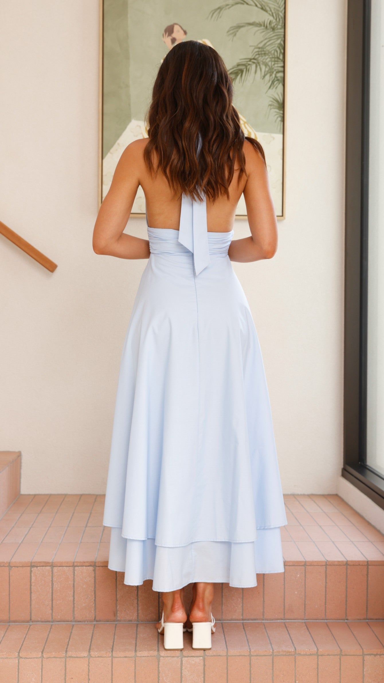 Kathy Halter Neck Maxi Dress - Light Blue - Billy J