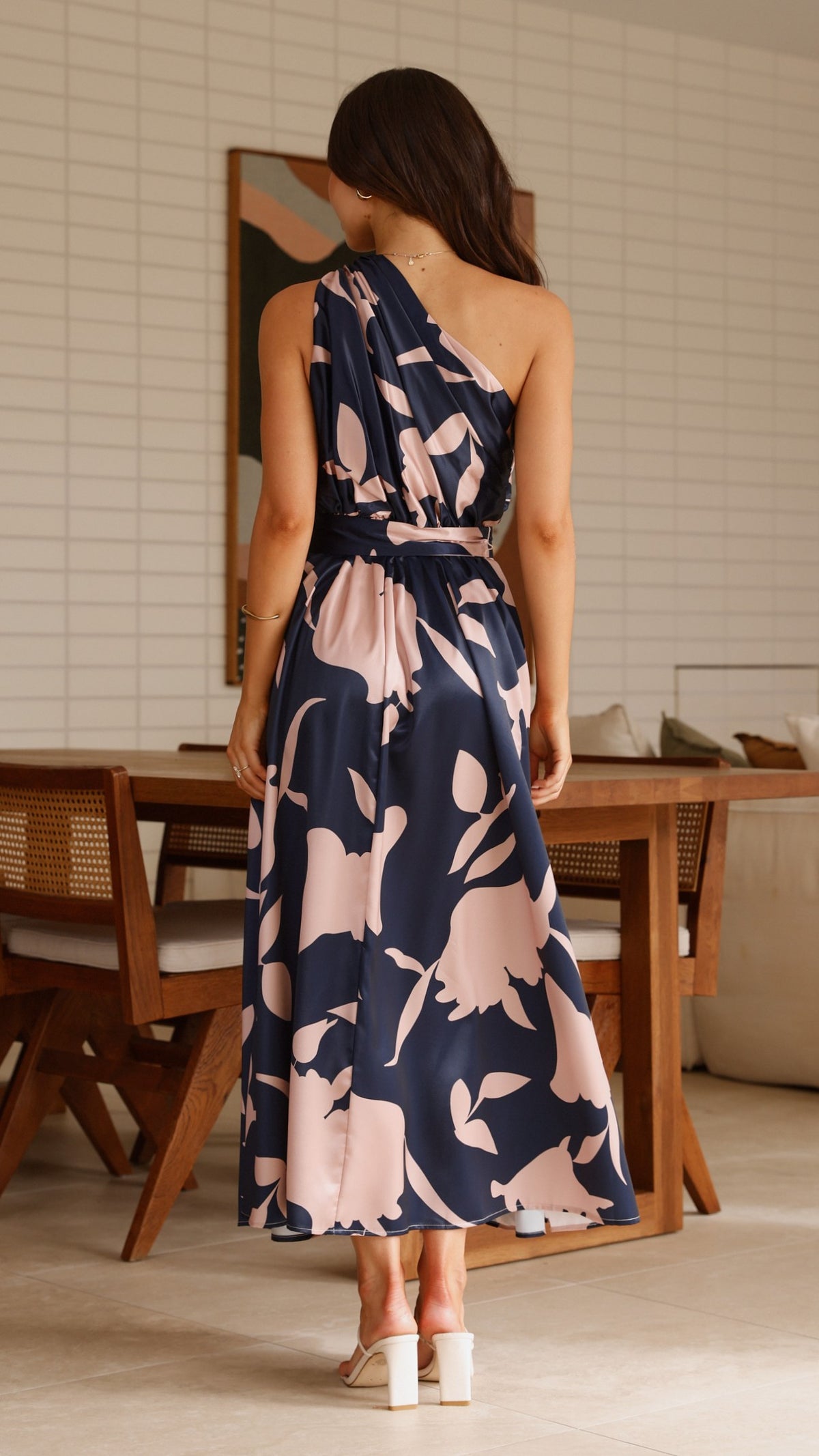 Hadas Maxi Dress - Navy/Pink Print - Billy J