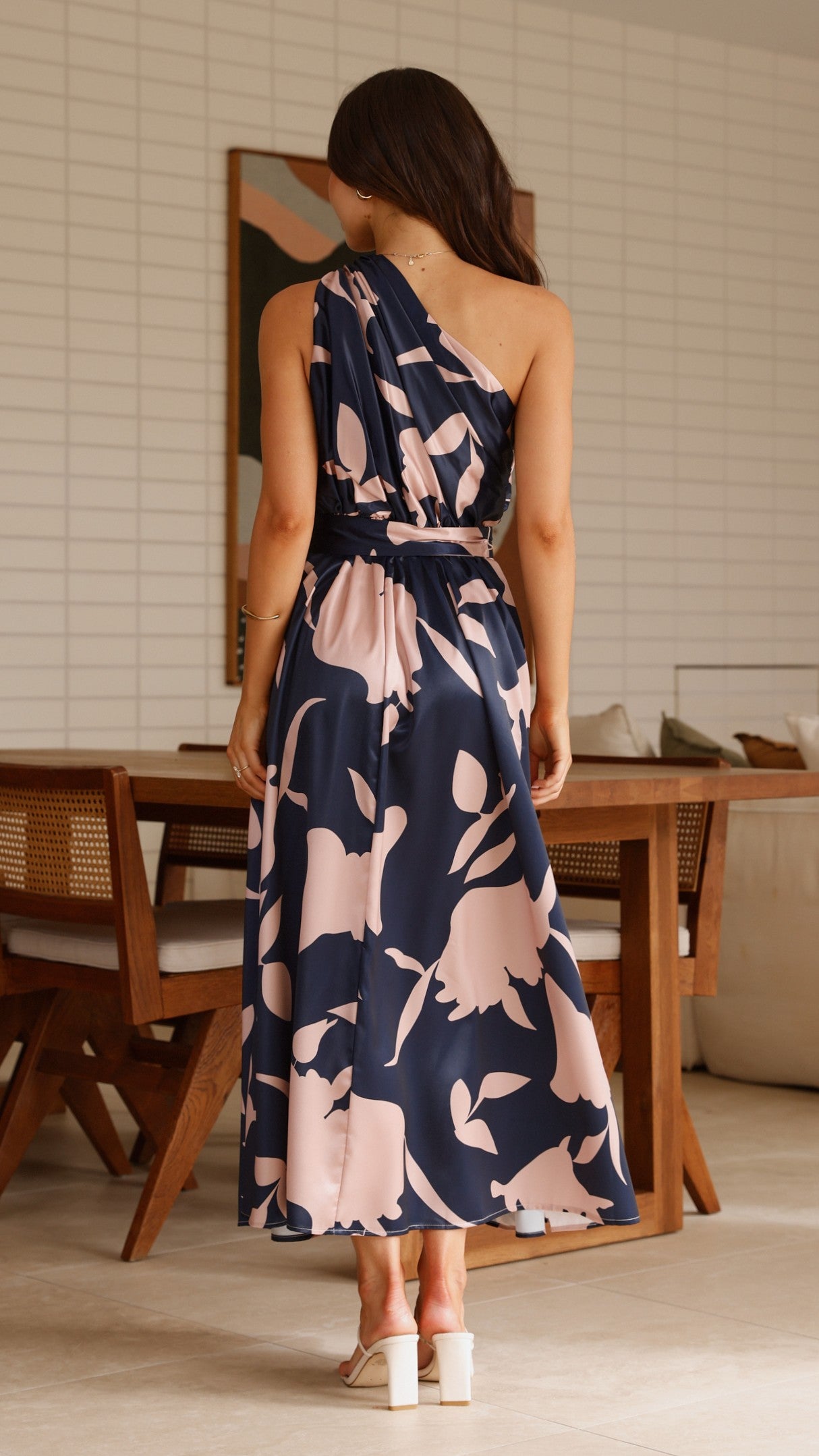 Hadas Maxi Dress - Navy/Pink Print - Billy J