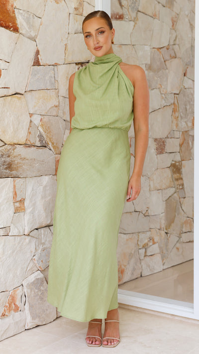 Load image into Gallery viewer, Estha Linen Maxi Dress - Green - Billy J
